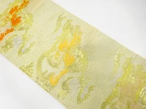 アンティーク　荒波模様織出し袋帯（着用可）